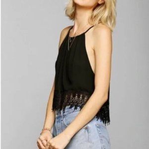 Staring at Stars Black Crochet Halter Crop Top